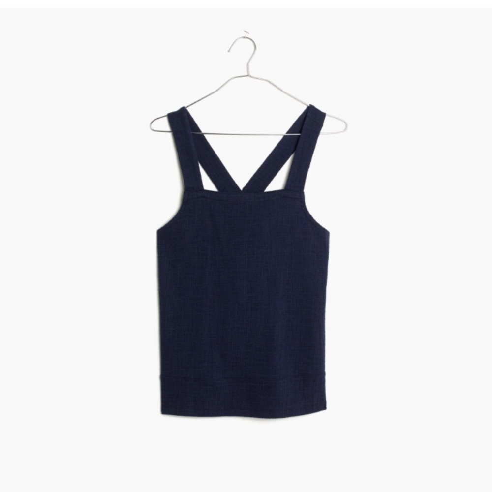 Madewell apron tank with back buttons in Navy